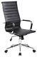 6 High Back Ribbed Designer Leather Office Chair Black Good Condition