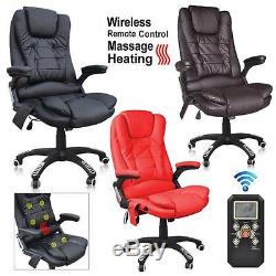 6 Point Designed Massage Office Computer Chair Luxury Leather Swivel Reclining