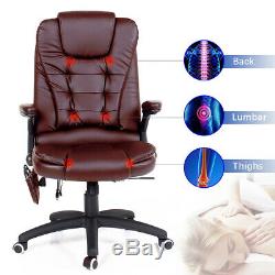 6 Point Massage Executive Home Office Desk Computer Chair PU Swivel Reclining