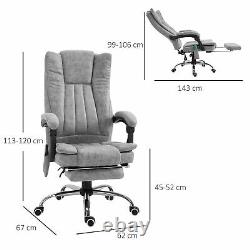 6-Point Vibrating Massage Office Chair PU Leather with Manual Footrest Padding