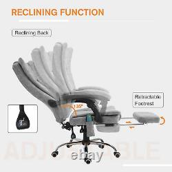6-Point Vibrating Massage Office Chair PU Leather with Manual Footrest Padding
