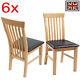6 Pcs Set Oak Wooden Dining Room Chairs Home Office Kitchen Dinner Side Seating