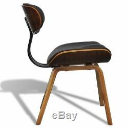 6PCS Retro Style Leather Dining Chairs Lounge Office Chair Wooden Bentwood Q2A3