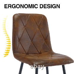 6X Dining Chairs Set Faux Suede Leather Padded Seat Metal Legs Kitchen Office