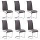 6x Grey Faux Leather Dining Chairs High Back Office Chair & Chrome Leg Chairs