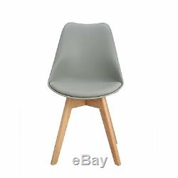 6pcs Grey Tulip Dining Chair Plastic Wood Office Chair With Solid Wood Beech Leg