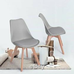 6pcs Grey Tulip Dining Chair Plastic Wood Office Chair With Solid Wood Beech Leg