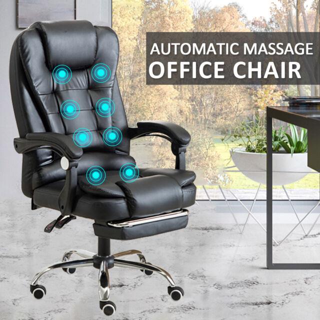 8 Point Massage Office Chair Premium Pu Leather Recliner Computer Gaming Seat