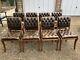 8 Regency Chesterfield Leather Mellow Oak Chairs Dining/home/office/study