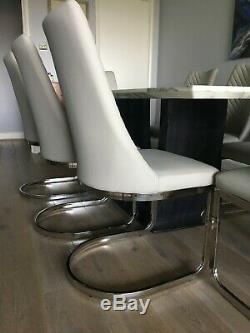 8 x Faux Leather Dining/Office/Kitchen Chairs High Back and Stainless Steel
