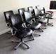 8 X Girsberger Conference Board Meeting Room Black Leather Chrome Office Chairs