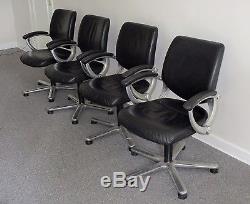 8 x Girsberger Conference Board Meeting Room Black Leather Chrome Office Chairs