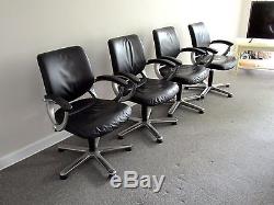8 x Girsberger Conference Board Meeting Room Black Leather Chrome Office Chairs