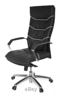AMSTYLE XXL executive chair Ferrol real leather black, office desk furniture New