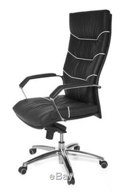 AMSTYLE XXL executive chair Ferrol real leather black, office desk furniture New