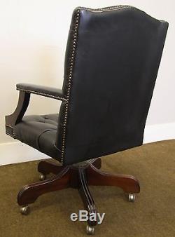 Antique Style Gainsborough Chesterfield Black Leather Swivel Office/desk Chair