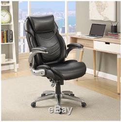 Active Lumbar Support Managers Office Chair Black Bonded Leather True Wellness