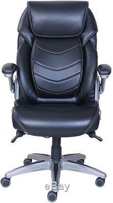Active Lumbar Support Managers Office Chair Black Bonded Leather True Wellness