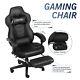 Adjustable Gaming Office Chair Leather Swivel Recliner Padded Arms Footrest Uk