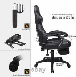 Adjustable Gaming Office Chair Leather Swivel Recliner Padded Arms Footrest UK