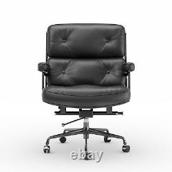 Adjustable Office Chair Mid-Century Lobby Chair 100% Real Leather Executive Seat