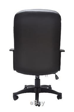 Adjustable Office Desk Computer Chair PU Leather Padded 360 Degree Turn Black