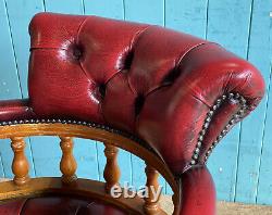 Adjustable Oxblood Red Leather Chesterfield Captains Office Desk Chair DELIVERY