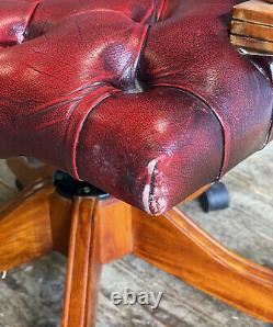 Adjustable Oxblood Red Leather Chesterfield Captains Office Desk Chair DELIVERY