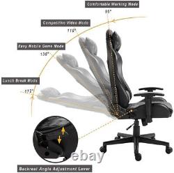 Adjustable PC Gaming Chair with Footrest Headrest Armrest Computer Desk Recliner