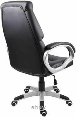 Ajustable Office Computer Gaming Chair Swivel High Black Padded PU Leather Seat