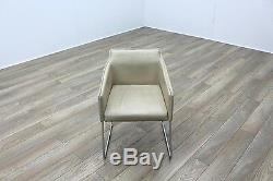 Allermuir Tommo Ivory Leather Chrome Frame Office Meeting / Canteen Chair