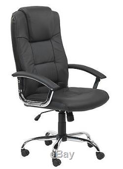 Alphason'Houston' BLACK High Back Real Leather Faced Executive Office Chair
