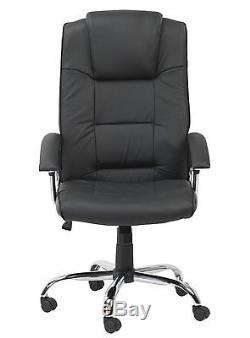 Alphason'Houston' BLACK High Back Real Leather Faced Executive Office Chair