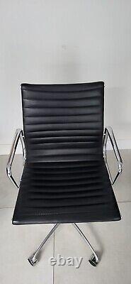Aluminium Black Faux Leather Eames Style Swivel Office Computer Chair