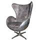 Aluminum Jump Seat Leather Chair Old Gray Leather Vintage Office Desk Beautiful