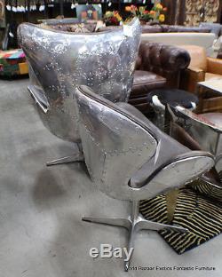 Aluminum jump seat Leather Chair Old gray leather vintage office desk Beautiful