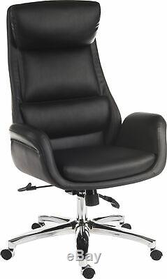 Ambassador Reclining Executive Chair Black Faux Leather Chrome Base Office Chair