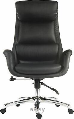 Ambassador Reclining Executive Chair Black Faux Leather Chrome Base Office Chair