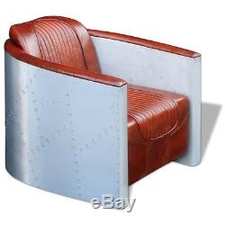 Antique Authentic Leather Armchair Club Chairs Reception Office Sofa Couch