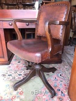 Antique Captains Chair Walnut Bankers Office Chair Directors Chair See Delivery