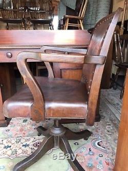 Antique Captains Chair Walnut Bankers Office Chair Directors Chair See Delivery