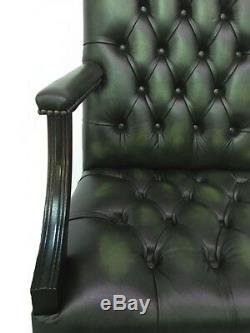 Antique Green Chesterfield 100% Leather Gainsborough High Back Office Chair