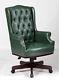 Antique Green Chesterfield Antique Style Captains Leather Office Desk Chair