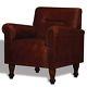 Antique Leather Armchair Vintage Brown Chair Office Buttoned Furniture Club Seat