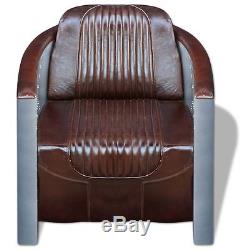 Antique Luxury Leather Armchair Club Chairs Reception Office Hotel Sofa Couch
