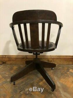 Antique Oak Office Desk Swivel Chair with Leather Seat Delivery Available