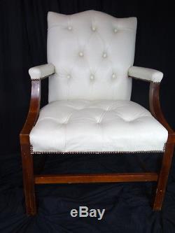 Antique Regency Chesterfield Gainsborough Style Moustache Leather Office Chair