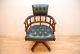 Antique Style Captains Chesterfield Green Leather Desk Office Chair