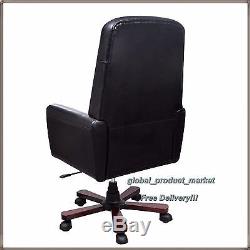 Antique Style Desk Chair Manager Black PU Leather Office Executive Swivel Seat