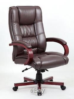Antique Style Manager Directors Captain Wood High Back Leather Office Desk Chair